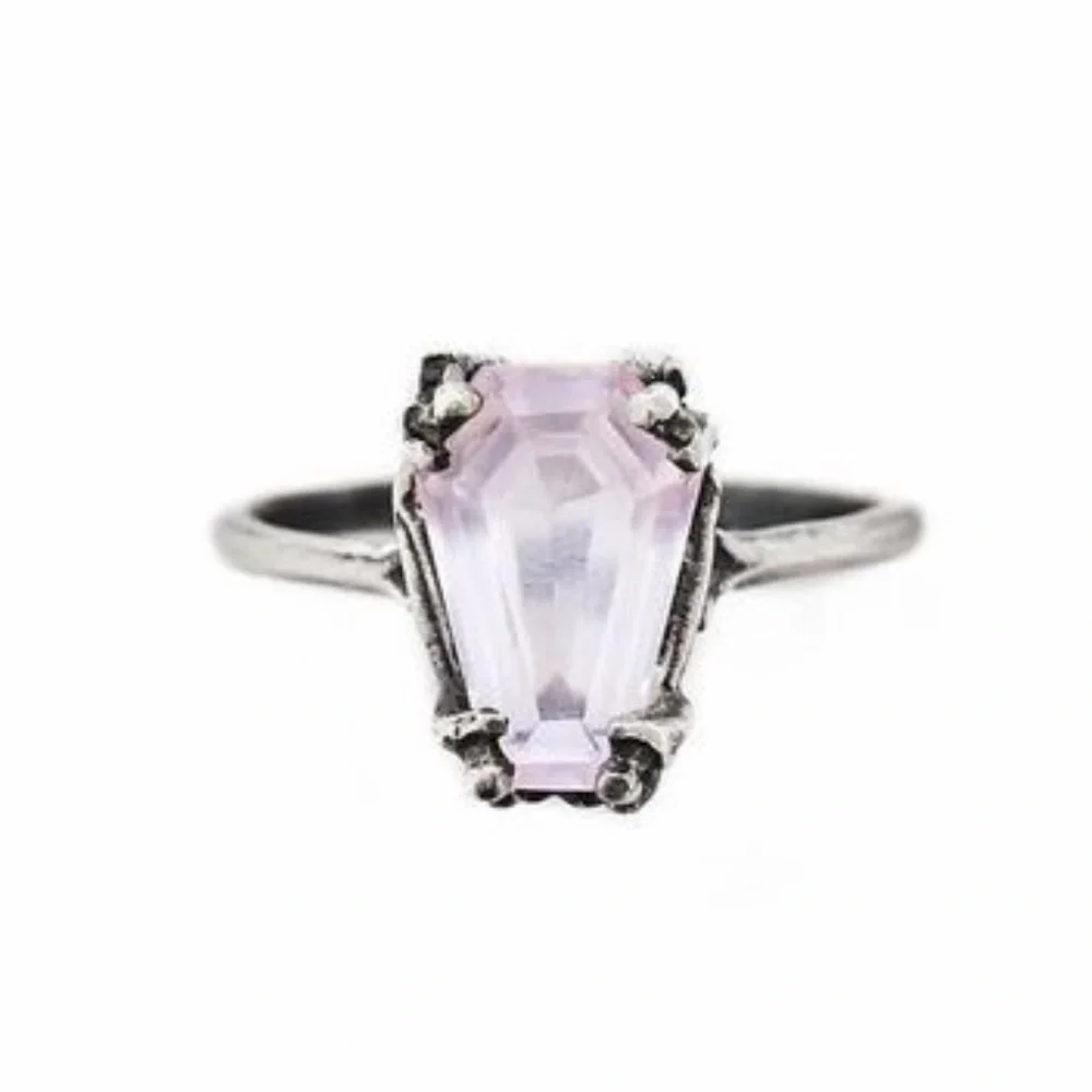 Bloodmilk Rare Ghost Rose Quartz Small Easeful Death Ring - Picture 1 of 5
